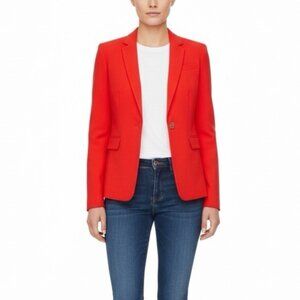 J. Crew Womens Red Regent Wool Blend Blazer Single-Button Modern Fit Size 6